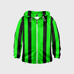 Ветровка с капюшоном детская Color black and green stripes, цвет: 3D-белый