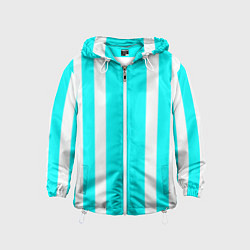Ветровка с капюшоном детская Color blue white stripes, цвет: 3D-белый