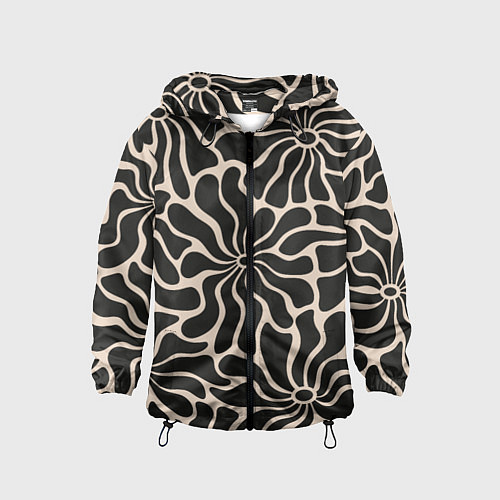 Детская ветровка Цветы black pattern / 3D-Черный – фото 1