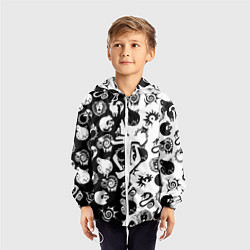 Ветровка с капюшоном детская Doom anime black pattern, цвет: 3D-белый — фото 2