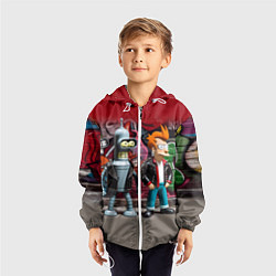 Ветровка с капюшоном детская Bender bending robot and Fry - ai art graffiti, цвет: 3D-белый — фото 2