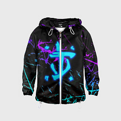 Ветровка с капюшоном детская Doom неоновые штрихи, цвет: 3D-белый