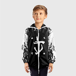 Ветровка с капюшоном детская Doom краска белая текстура, цвет: 3D-белый — фото 2