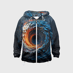 Ветровка с капюшоном детская Краска синяя и оранжевая в форме вихря, цвет: 3D-белый