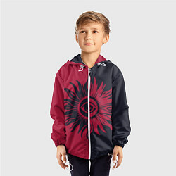 Ветровка с капюшоном детская Солнце красно-синее, цвет: 3D-белый — фото 2