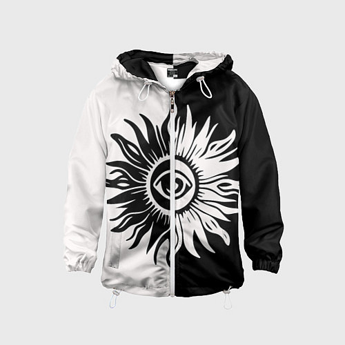 Детская ветровка Солнце черно-белое / 3D-Белый – фото 1