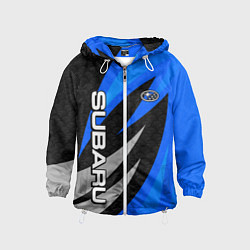 Ветровка с капюшоном детская Subaru - синий, цвет: 3D-белый