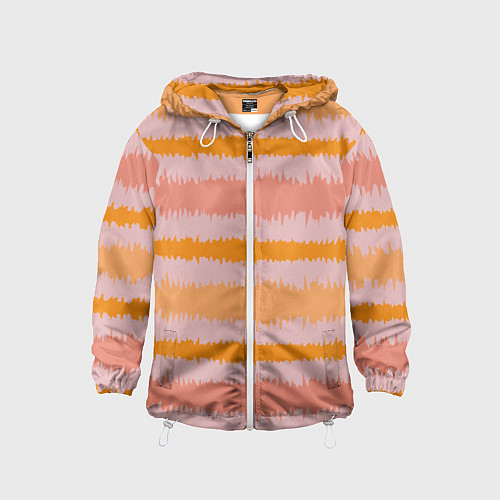 Детская ветровка Полосы зигзагообразные оранжево-розовые / 3D-Белый – фото 1
