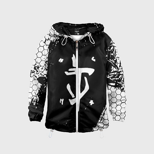 Детская ветровка Doom соты краски / 3D-Белый – фото 1