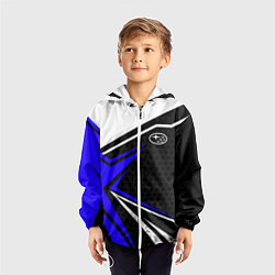 Ветровка с капюшоном детская Субару - blue sport, цвет: 3D-белый — фото 2