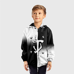 Ветровка с капюшоном детская Doom black geometry, цвет: 3D-белый — фото 2