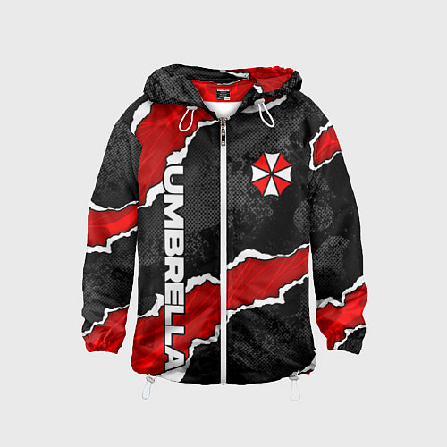 Детская ветровка Umbrella corp - разрывы / 3D-Белый – фото 1
