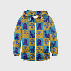 Ветровка с капюшоном детская Символы Египта, цвет: 3D-белый