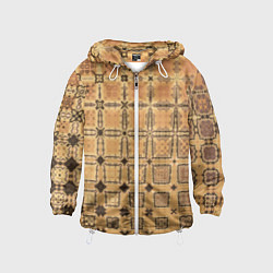 Ветровка с капюшоном детская Абстрактный узор кремово-песочный, цвет: 3D-белый