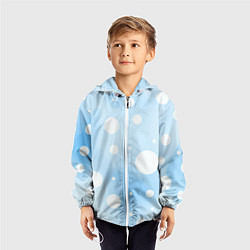 Ветровка с капюшоном детская Белые круги на голубом фоне, AI, цвет: 3D-белый — фото 2