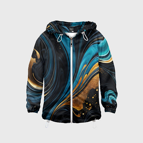 Детская ветровка Сине-золотая абстракция / 3D-Белый – фото 1