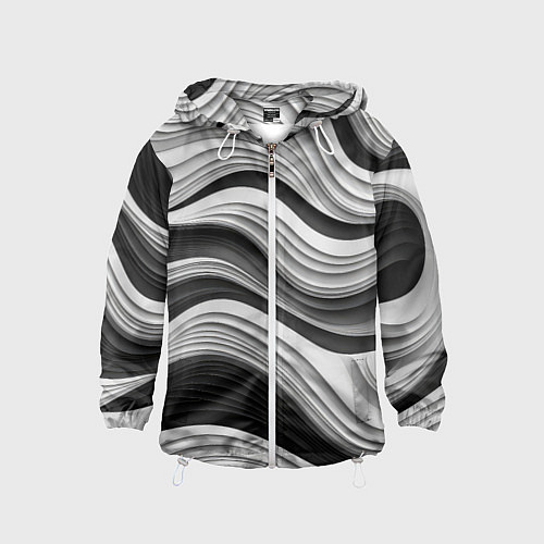 Детская ветровка Абстракция серые и черные линии / 3D-Белый – фото 1