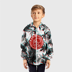 Ветровка с капюшоном детская Ajax тропики глитч, цвет: 3D-белый — фото 2