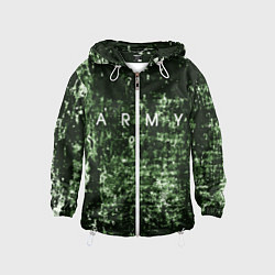 Ветровка с капюшоном детская Армия на защитном цвете, цвет: 3D-белый