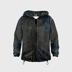 Ветровка с капюшоном детская Полосы с точками чёрно-синий, цвет: 3D-черный