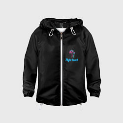 Ветровка с капюшоном детская Night beach, цвет: 3D-белый