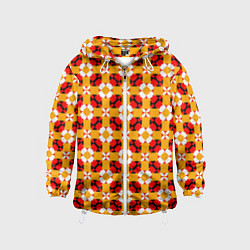 Ветровка с капюшоном детская Цветочная геометрия красно-желтая, цвет: 3D-белый
