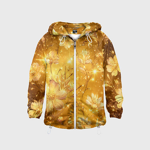 Детская ветровка Цветочный золотой с искрами / 3D-Белый – фото 1