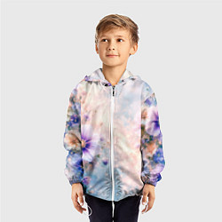 Ветровка с капюшоном детская Нежный голубой цветочный с золотистым свечением, цвет: 3D-белый — фото 2