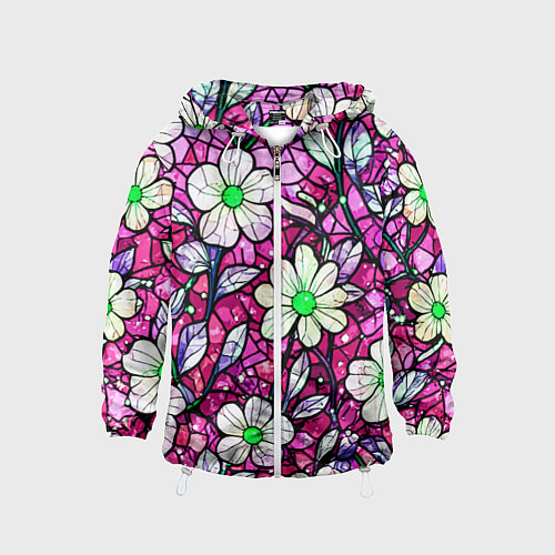 Детская ветровка Цветочный розовый витраж / 3D-Белый – фото 1