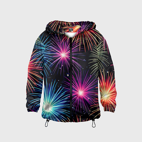 Детская ветровка Стилизованный праздничный салют / 3D-Черный – фото 1