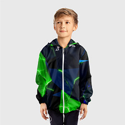 Ветровка с капюшоном детская Neon tile green, цвет: 3D-белый — фото 2