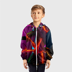 Ветровка с капюшоном детская Fractures multicolored tiles, цвет: 3D-белый — фото 2