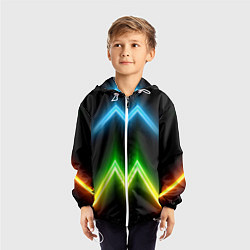 Ветровка с капюшоном детская Neon multicolored lines, цвет: 3D-белый — фото 2