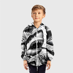 Ветровка с капюшоном детская Белая акула - стая, цвет: 3D-белый — фото 2
