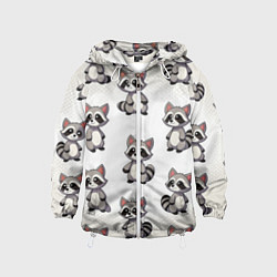 Ветровка с капюшоном детская Много енотов, цвет: 3D-белый