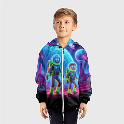 Ветровка с капюшоном детская Рик и Морти на сказочной неоновой планете, цвет: 3D-белый — фото 2