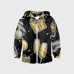 Ветровка с капюшоном детская Новогодний вайб, цвет: 3D-белый