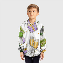 Ветровка с капюшоном детская Новогодний вайб, цвет: 3D-белый — фото 2