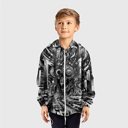 Ветровка с капюшоном детская Cyber urban skull - ai art fantasy, цвет: 3D-белый — фото 2