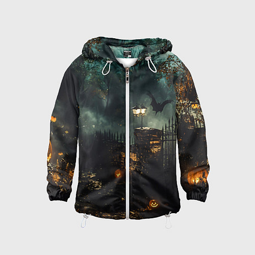 Детская ветровка Ночь тыкв и теней / 3D-Белый – фото 1