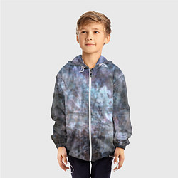 Ветровка с капюшоном детская Абстракция - gray-blue hurricane, цвет: 3D-белый — фото 2