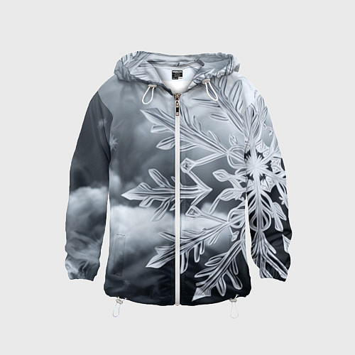 Детская ветровка Снежинка на черно белое / 3D-Белый – фото 1