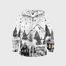 Детская ветровка Заснеженный черно-белый город
