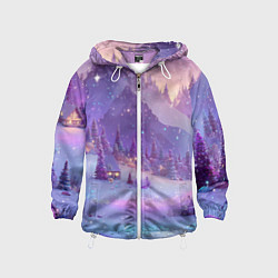 Ветровка с капюшоном детская Новогодняя магическая атмосфера, цвет: 3D-белый