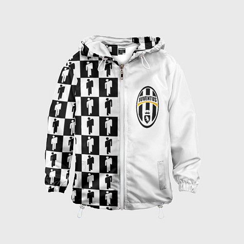 Детская ветровка Ювентус паттерн люди / 3D-Белый – фото 1