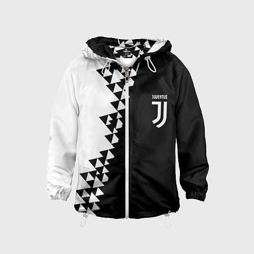 Детская ветровка Juventus черно белая геометрия текстура / 3D-Белый – фото 1