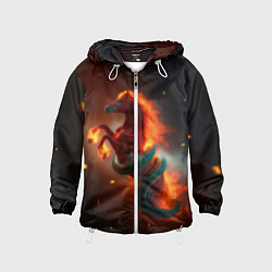 Детская ветровка Смена зелёной змеи на красную огненную лошадь