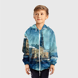 Ветровка с капюшоном детская Снегопад в Санкт-Петербурге, цвет: 3D-белый — фото 2