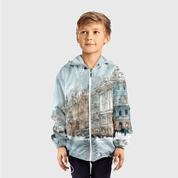 Ветровка с капюшоном детская Снежный день в Санкт-Петербурге, цвет: 3D-белый — фото 2