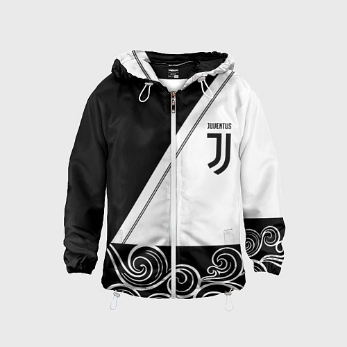 Детская ветровка Ювентус геометрия полосы текстура / 3D-Белый – фото 1